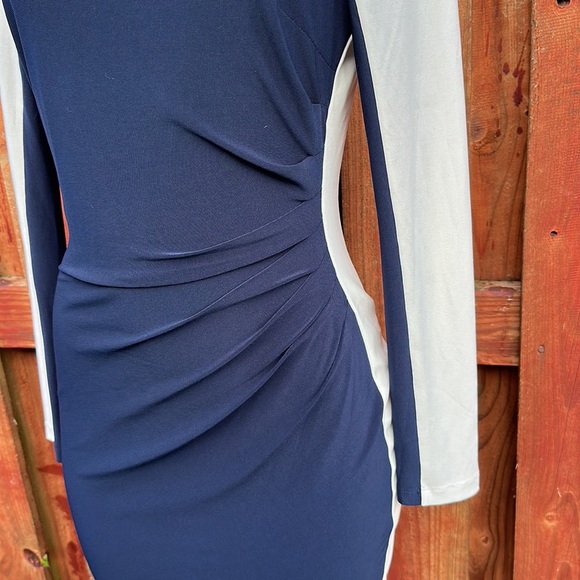 Ralph Lauren Blue Ruched Long Sleeve Bodycon Dress Size 4 - Picture 5 of 11
